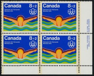 Canada B4i Br Plate Block Olympic Sports,  Swimming photo