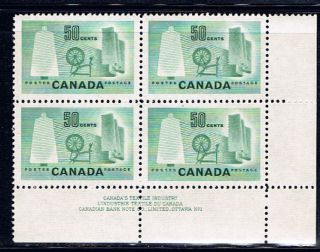 Canada 334 50 Cent Textile Industry Lower Right Plate Block 1 Cv$30.  00 photo