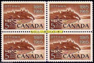 Canada 1965 Canadian Ottawa National Capital Face 20 Cent Stamp Block photo