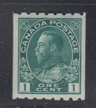 Canada 123 Xf Og 1¢ Dark Green King George V Admiral Coil Perf 8 Horz Scv $100 photo