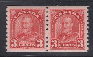 Canada 183 Xf Lh 1931 3¢ Deep Red King George V Arch Issue Coil Pair Scv $36.  00 photo