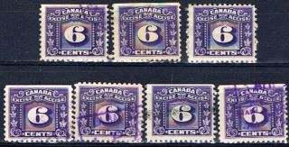 Canada Fx68 (2) 1934 - 48 6 Cent Purple Three Leaf Excise Tax 7 photo