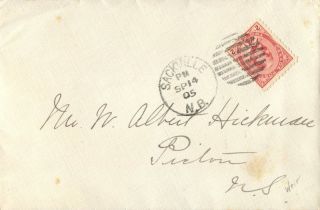 Canada Sackville Brunswick 1905 Postmark On Cover To Pictorn Ns photo