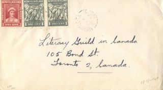 Canada Clarenville Tb Newfoundland 1945 Split Ring Cancel On Cover photo