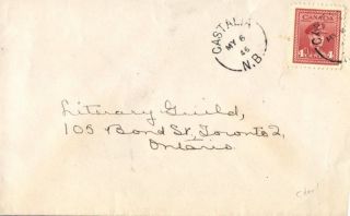 Canada Castalia Brunswick 1946 Split Ring Postmark On Cover photo