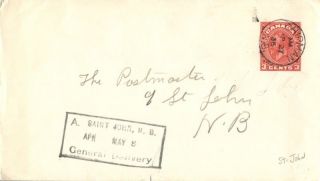Canada Chipman Brunswick 1936 Postmark On Cover St John General Del Box Pmk photo