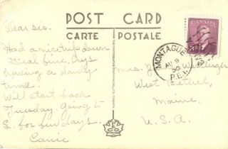 Canada Pei Prince Edward Island Montague Postmark On 1950 Card photo