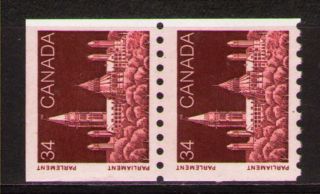 Canada 1985 Sc952 Mi968 1.  80 Mieu 1pair Definitive Issue - Parliament photo