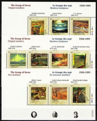 Canada 1995 Sc1559 - 61 Miblk14 - 16 14.  00 Mieu 3ms Group Of Seven - Artists photo
