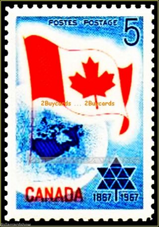 Canada Flag 1967 Canadian Confederation Fv Face 5 Cent Stamp photo