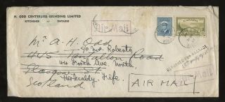 Canada 1948 Air To Scotland 15c + 15c Lost In Transit. . .  Returned For Postage photo