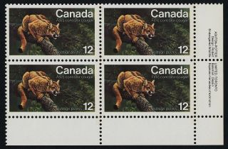 Canada 732 Br Plate Block Eastern Cougar photo