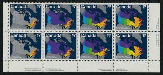 Canada 893a Br Plate Block Maps,  Canada Day photo