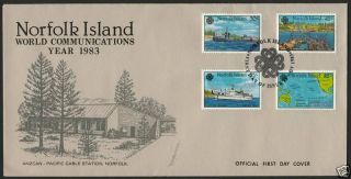 Norfolk Island 319 - 22 Fdc World Communication Year,  Ship,  Map,  Under Sea Cable photo