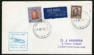 Airmail Cover Zealand To Papeete Inaugural Flight 9d & 1/3d Kgvi photo