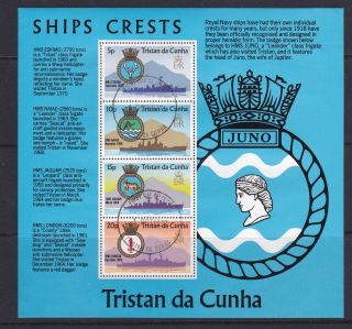 Tristan Da Cunha 1977 Rn Ships Crests Souvenir Sheetlet Cto Fdi photo