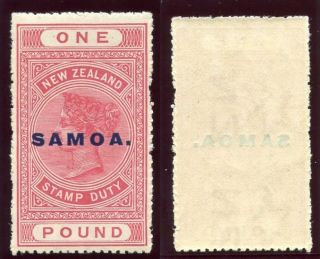 Samoa 1914 Qv £1 Rose - Carmine.  Sg 126.  Sc 125. photo