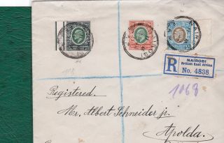 Kut.  1907/8 High Values On Plain Cover.  Sg40/42.  Postally To Germany. photo