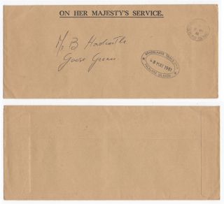 1981 Falkland Islands Ohms Qeii Cover Pre - War Port Stanley To Goose Green photo