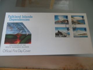 Falkland Islands Deps.  ; F.  D.  C.  8 Nov 1984; Volcanoes. photo