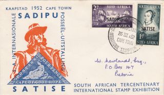South Africa : Sadipu Satise Tercentanary Stamp Exhib.  First Day Cover (1952) photo