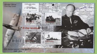 Gibraltar 2004 60th Anniversary Of D - Day Miniature Sheet On First Day Cover photo