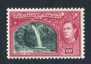 Trinidad & Tobago 1938 - 44 Kgvi.  60c Green & Carmine.  Mh.  Og. photo