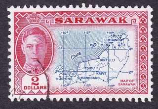 Sarawak; Kgvi 1950 Sg184,  2$ Blue & Carmine; photo