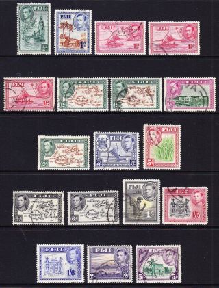 Fiji; 1938 Defs Fine Lot; 18 Stamps; Vals To 5/ - ; Various Vals/perfs photo
