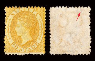 St Lucia Qv 1864 - 76 Wmk Crown Cc P12½ 4d Yellow Sg 12 Mounted Cv £170 photo