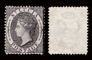 St Lucia Qv 1864 - 76 Wmk Crown Cc P14 1d Black Sg 15 Fine Mounted Cv £45 photo