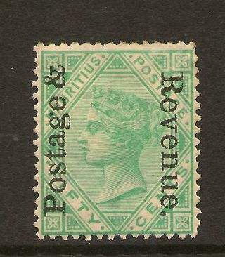 Mauritius: 1902 50c Green Overprinted Postage & Revenue Sg 161 photo