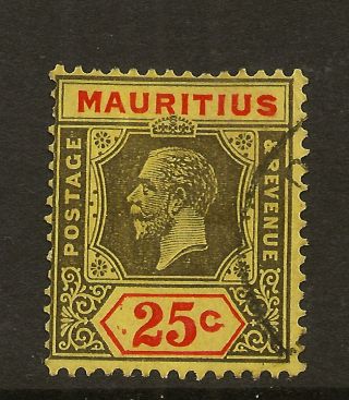 Mauritius: 1921 25c Black & Red/pale Yellow Die Ii Sg 199d photo