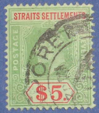 1909 Straits Settlements $5.  00 Scott 128 S.  G.  167 Cs00086 photo