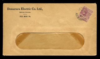 British Guiana 1926 Demerara Electric Co Envelope + Kg5 2c photo