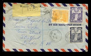 British Guiana 1949 Kg6 Registered Airmail 48c + 36c + 2c photo