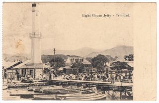 Trinidad Port Of Spain Lighthouse Jetty Postcard Mailed To Usa 1907 Cover photo