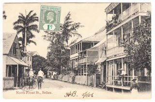 British Honduras Belize North Front Street Postcard Mailed To Usa 1906 Cover photo
