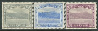 Dominica 1921 Grey 2d Blue 2.  5d Purple 6d Sg65/66/67 photo