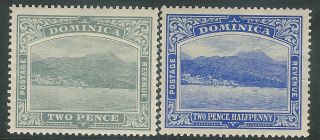 Dominica 1908/21 Grey 2d Blue 2.  5d Sg49/50 photo