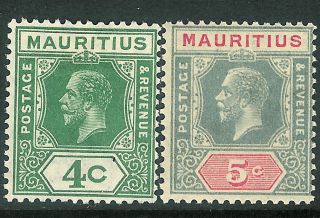 Mauritius 1921/34 Green 4c Grey/carmine 5c Die Ii Sg226c/227 photo