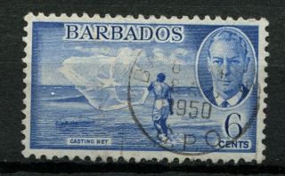 Barbados 1950 Sg 275,  6c Kgvi Casting Net A50775 photo