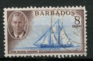 Barbados 1950 Sg 276,  8c Kgvi Ship Schooner A50774 photo