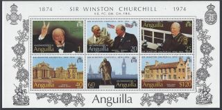 Mini Sheet - Anguilla 1974 Birth Centenary Of Sir Winston Churchill Ms187 photo