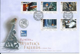2004 Isle Of Man Robins Winter ' S Friends First Day Cover Refy17 photo