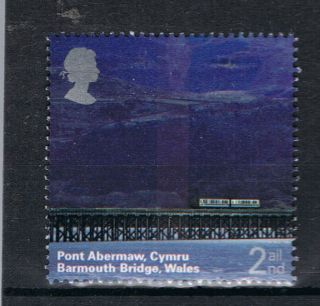 Train Crossing Barmouth Railway Bridge Cymru Wales On 2004 Gb Stamp - Nh photo
