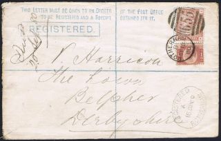 1870 1/2d Cds With 1d Venetian On 2d Registered Rotherham To Belper photo