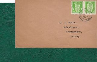 Channel Islands.  Jersey 1941 - 43.  1/2d Pair On Postally Cover 29.  1.  1942. photo