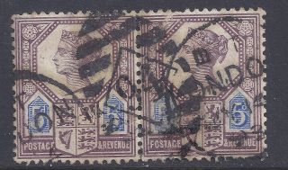 Gb Sg207a Qv 5d Dull Purple & Blue Pair Our Ref K254 Jubilee Issue Die Ii photo
