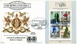 24 October 1979 Rowland Hill M/sheet Benham Bocs 16 First Day Cover Brighton Shs photo